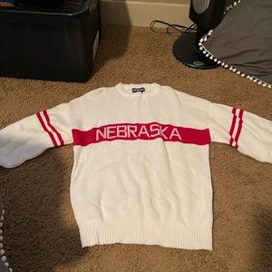 White throwback Nebraska sweater